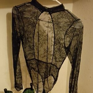 Black Lace Sheer Bodysuit
